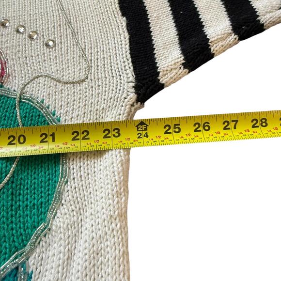 Bonnie Boerer 1988 Vintage Abstract Geometric Colorblock Sequin Sweater Large - Picture 6 of 7